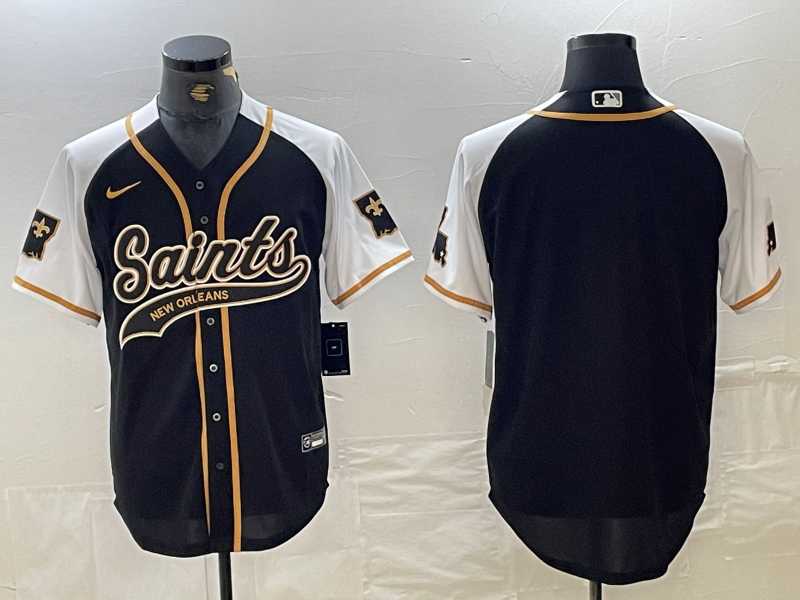 Men%27s New Orleans Saints Blank Black White 1987 Legacy Cool Base Stitched Baseball Jersey Dzhi